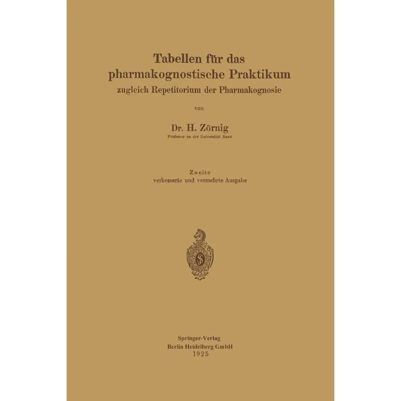 Tabellen Fur Das Pharmakognostische Praktikum