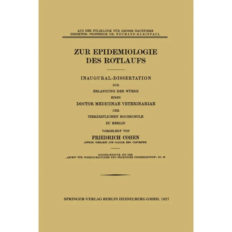 Zur Epidemiologie Des Rotlaufs