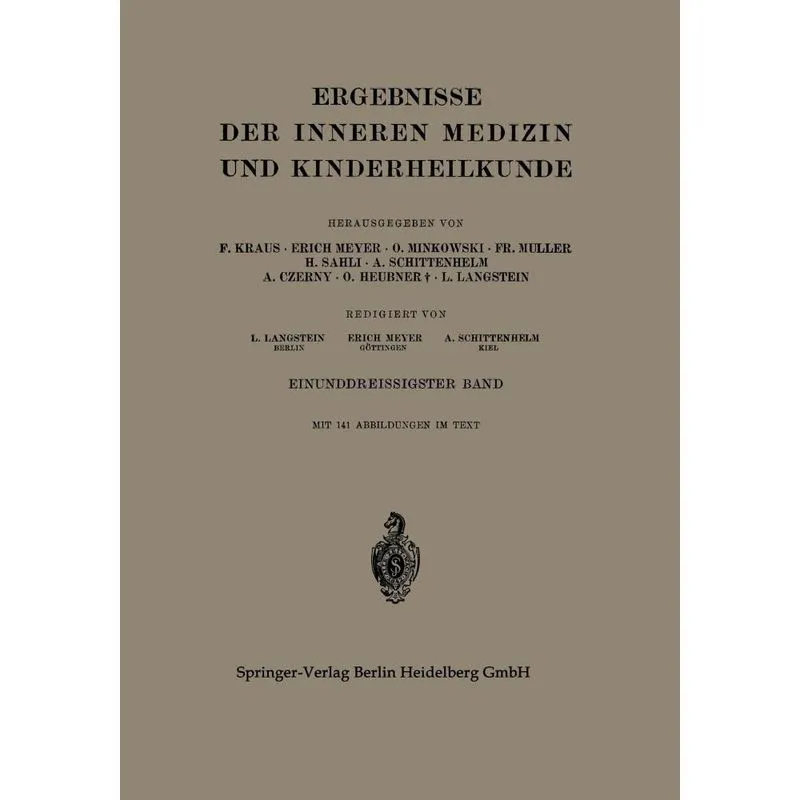 Ergebnisse Der Inneren Medizin Und Kinderheilkunde