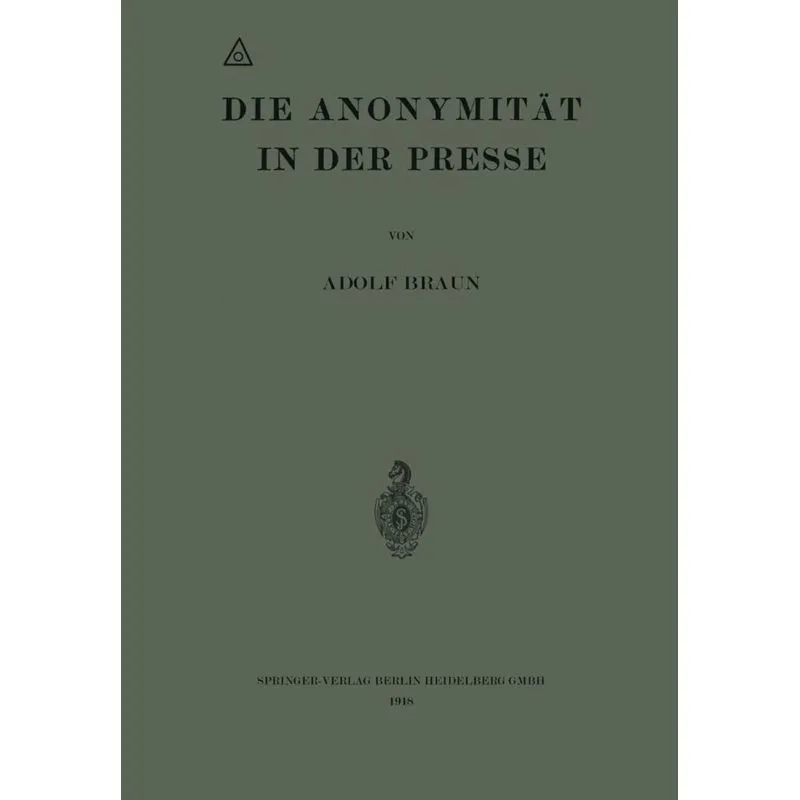 Die Anonymitat in Der Presse