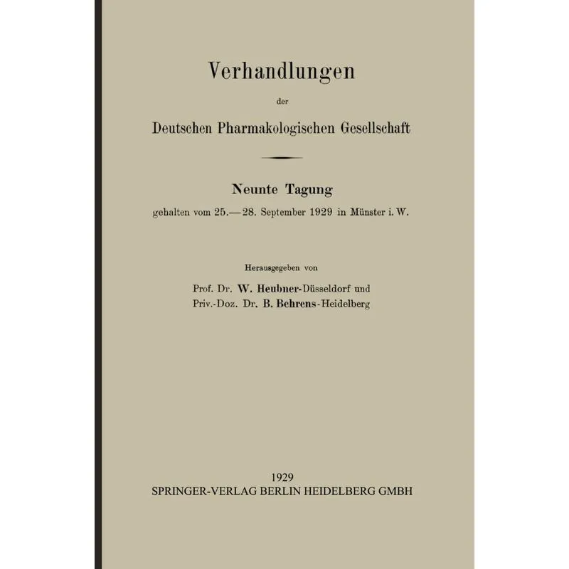 Verhandlungen Der Deutschen Pharmakologischen Gesellschaft