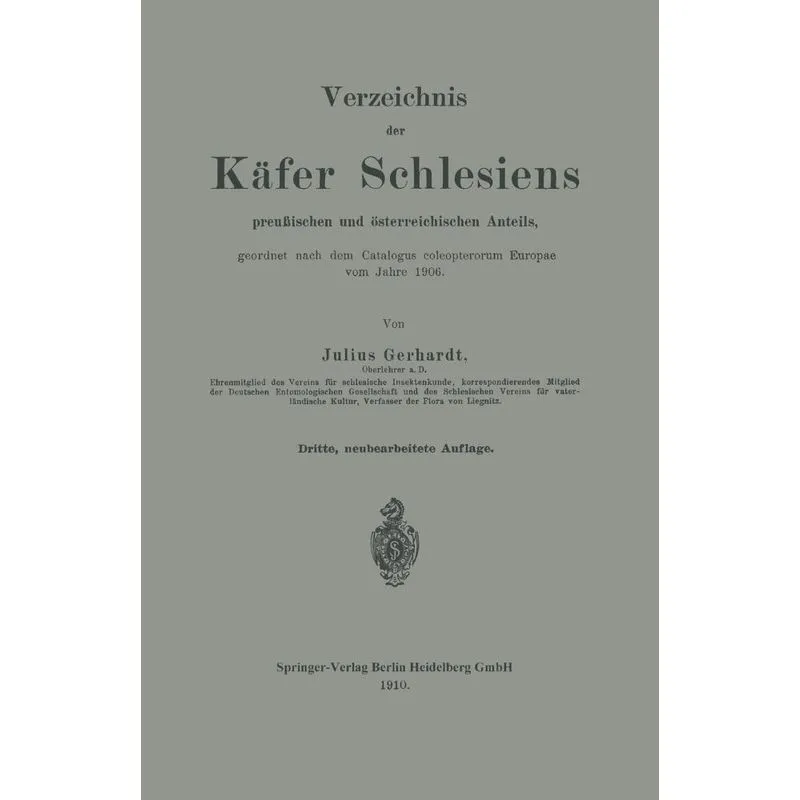Verzeichnis Der Kafer Schlesiens