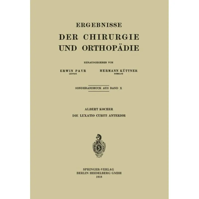 Die Luxatio Cubiti Anterior