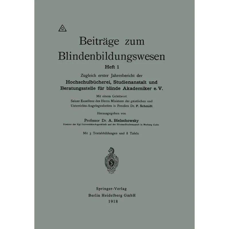 Beitrage Zum Blindenbildungswesen