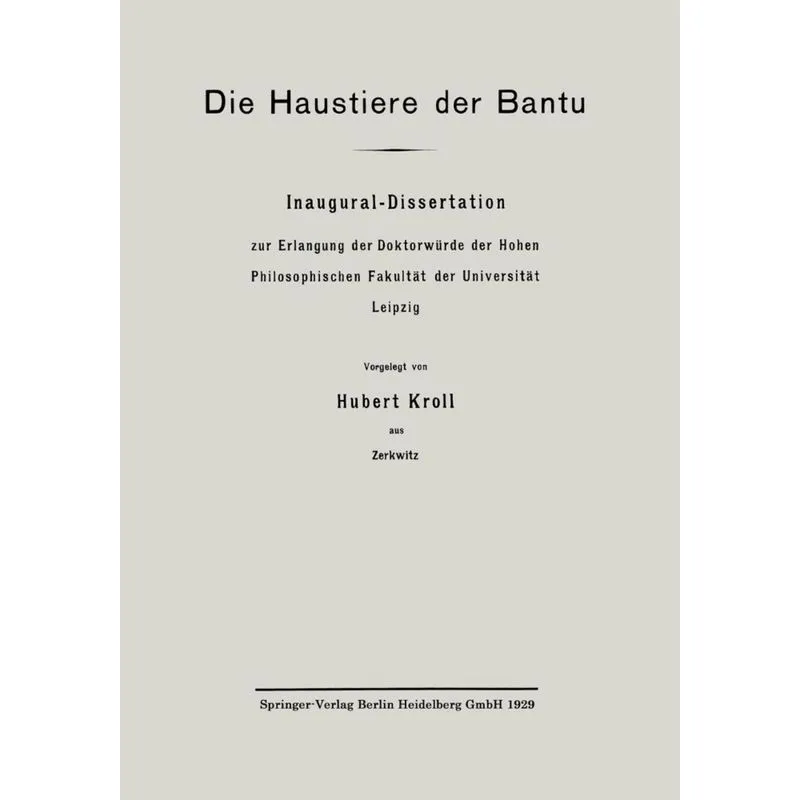 Die Haustiere Der Bantu