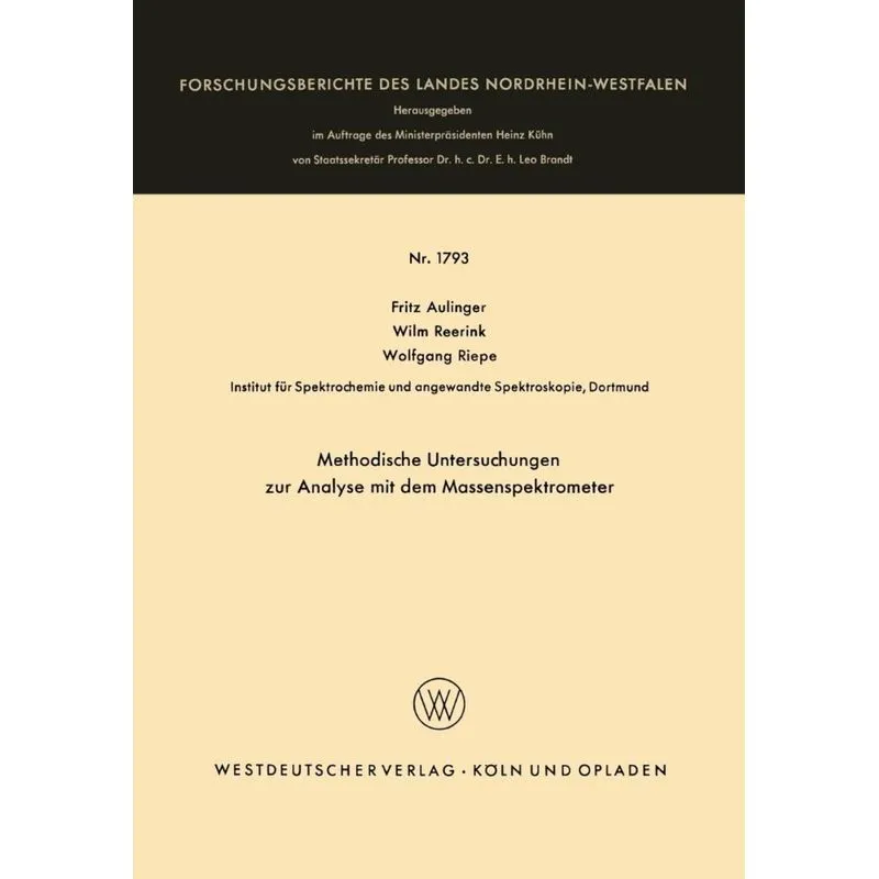 Methodische Untersuchungen zur Analyse mit dem Massenspektrometer
