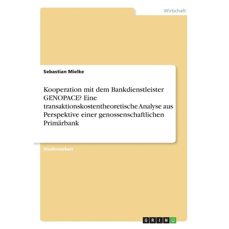 Kooperation mit dem Bankdienstleister GENOPACE? Eine transa