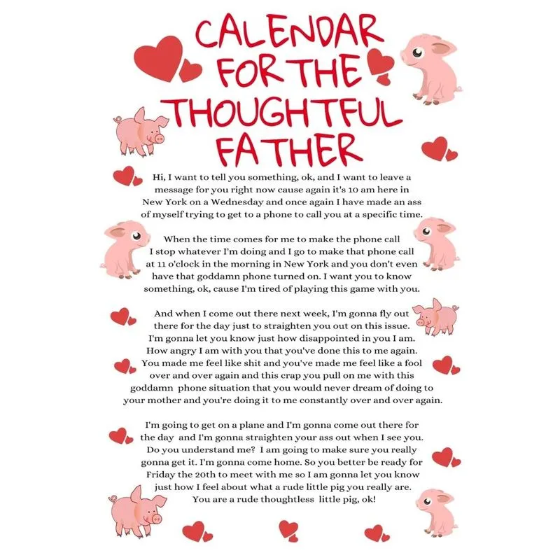Calendar For The Thoughtful Father