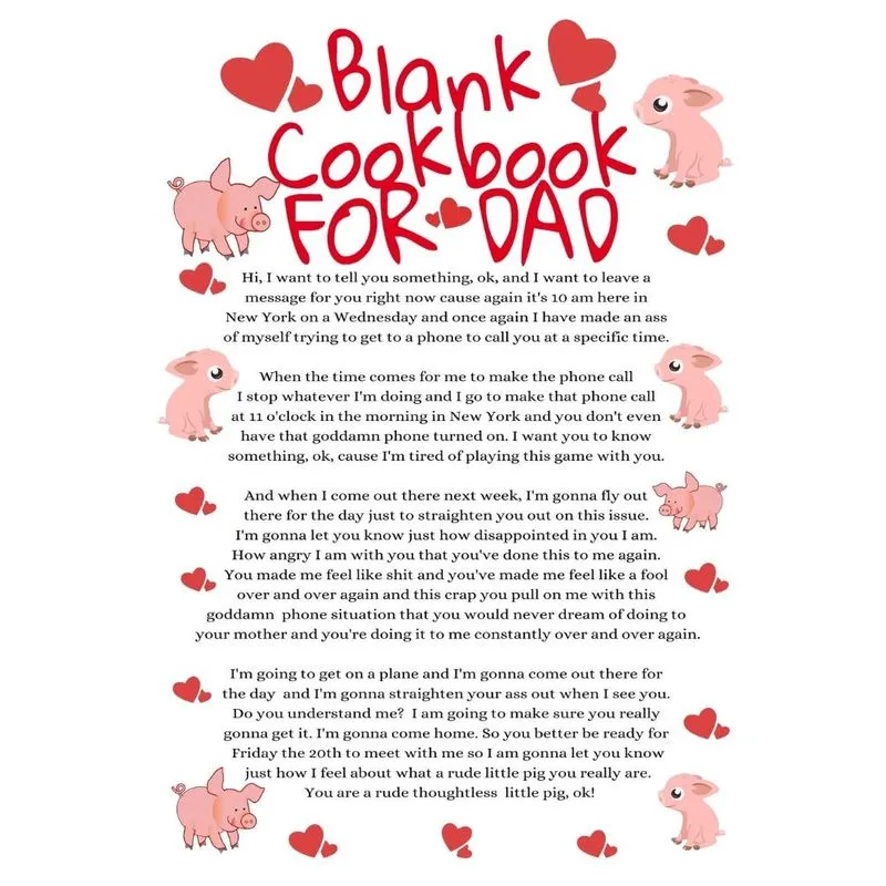 Blank Cookbook For Dad