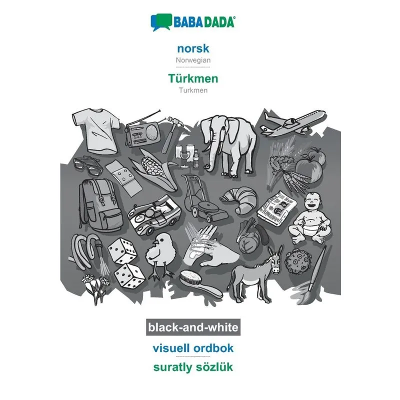 BABADADA black-and-white, norsk - Türkmen, visuell ordbok -