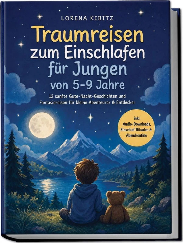 Traumreisen zum Einschlafen für Jungen von 5-9 Jahre: 12 sanfte Gute-Nacht-Geschichten und Fantasiereisen für kleine Abenteurer & Entdecker -inkl. Audio-Downloads, Einschlaf-Ritualen & Abendroutine