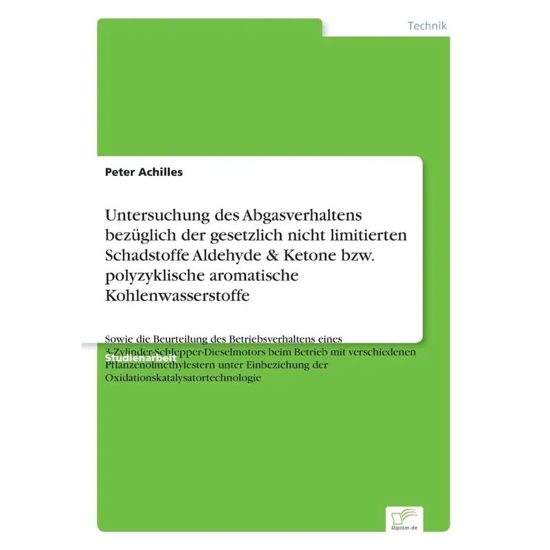 Untersuchung des Abgasverhaltens bezüglich der gesetzlich nicht limitierten Schadstoffe Aldehyde & Ketone bzw. polyzyklische aromatische Kohlenwasser