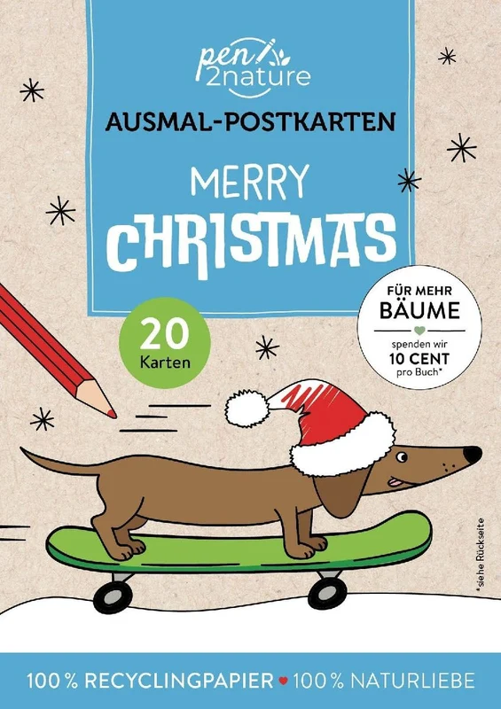 Merry Christmas! 20 Ausmal-Postkarten