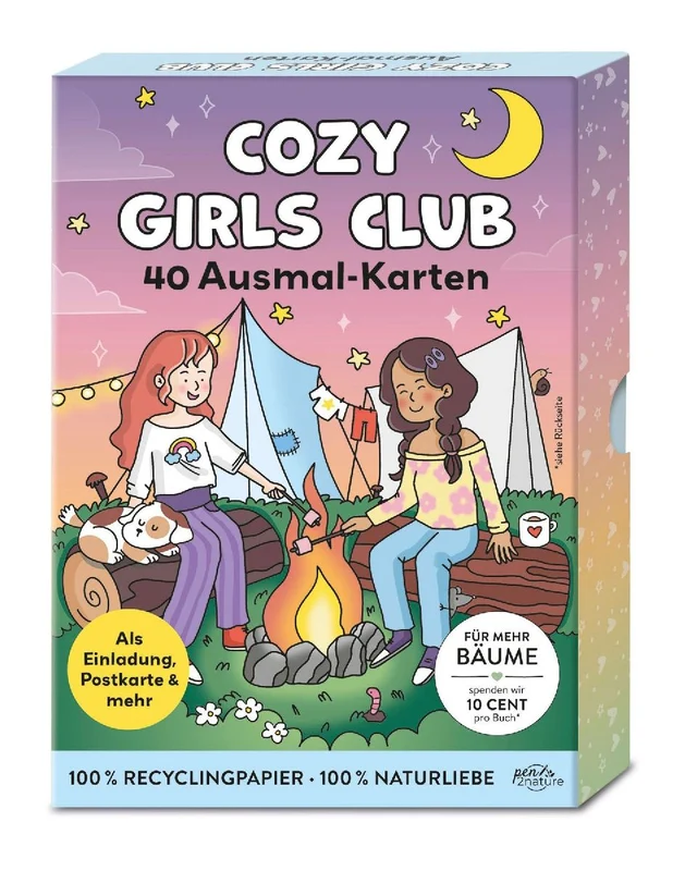 Cozy Girls Club: 40 hochwertige Karten | Entspannt Ausmalen, Gestalten, Verschenken oder Behalten
