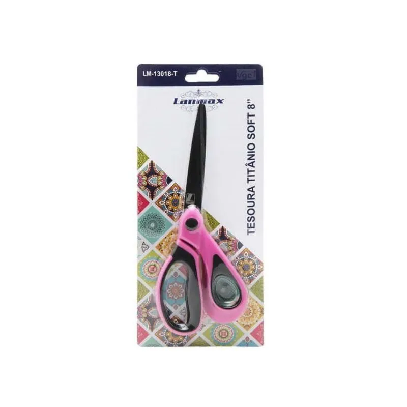 Tesoura Titânio Soft 8 Lanmax LM-13018-T Rosa
