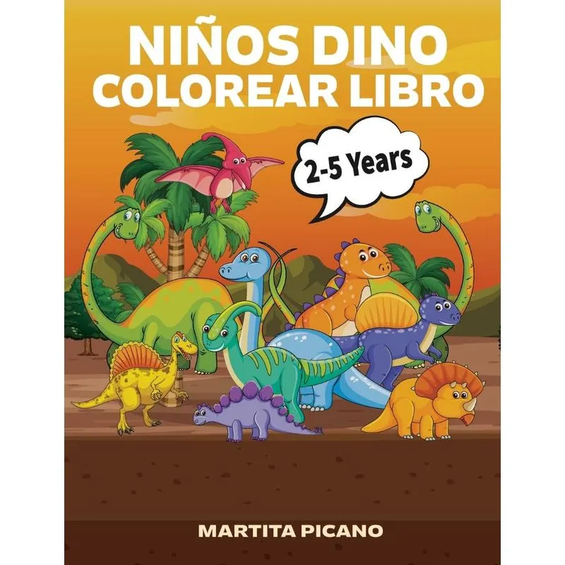 Niños Dino Colorear Libro 3-6 años