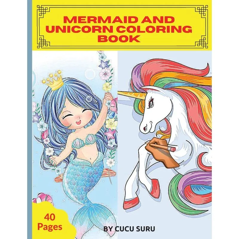 Mermaid and Unicorn Coloring Book