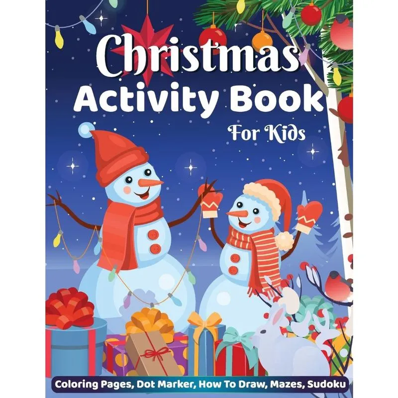 Livro Christmas Activity Book for Kids Coloring Pages Dot Marker Hot to Draw Mazes Sudoku