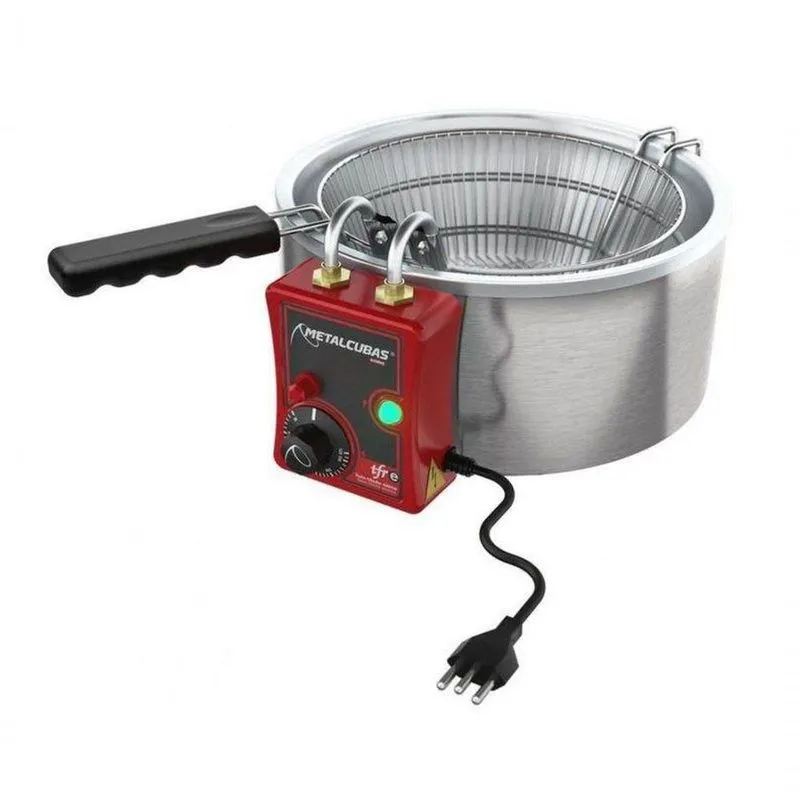 Fritador Tacho Elétrico Metalcubas TFRE 3 3 Litros 2000W Resistência Blindada Termostato Inox 110V Fritador Tacho Elétrico Metalcubas TFRE 3 3 Litros 2000W Inox 110V