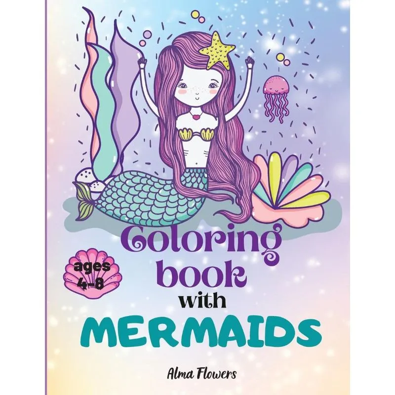 Coloring book with mermaids