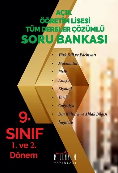 Açıköğretim Lisesi 9. Sınıf Tüm Dersler Çözümlü Soru Bankası | MİLENYUM YAYINEVİ (Ciltsiz)