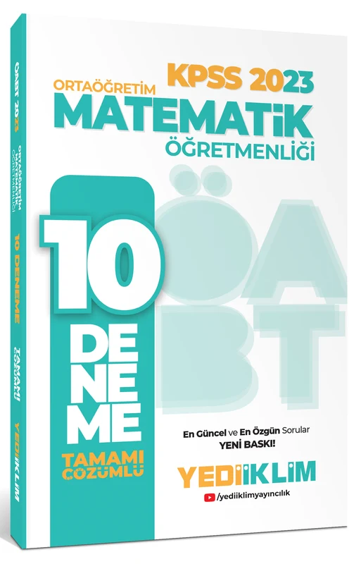 2023 ÖABT Ortaöğretim Matematik Öğretmenliği Tamamı Çözümlü 10 Deneme | YEDİİKLİM YAYINLARI (Ciltsiz)