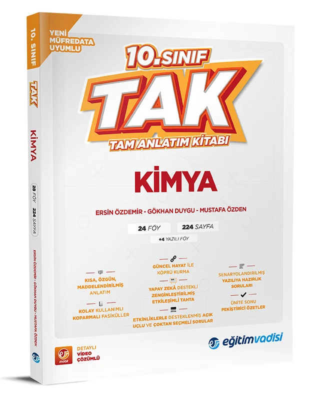 Eğitim Vadisi 2026 10. Sınıf Kimya Tak Tam Anlatım Kitabı | Eğitim Vadisi