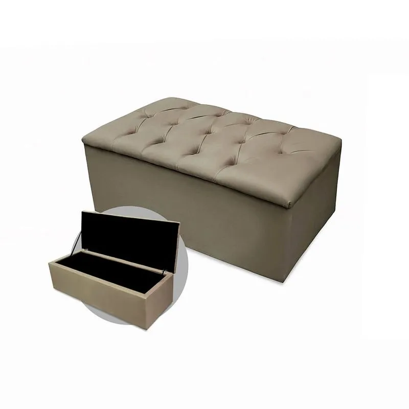 Calçadeira Baú Mirage Solteiro 100cm Suede - Renascer Decor