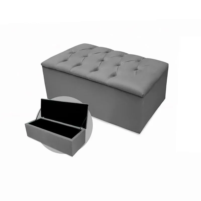 Calçadeira Baú Mirage Solteiro 100cm Suede - Renascer Decor