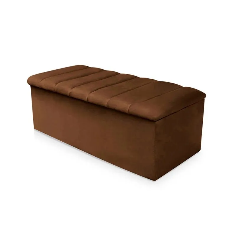 Calçadeira Baú Cancun Solteiro 120cm Suede - Renascer Decor