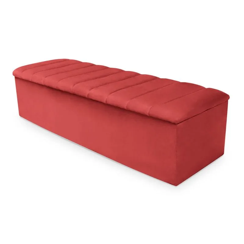 Calçadeira Baú Cancun King Size 195cm Suede - Ecotec Decor