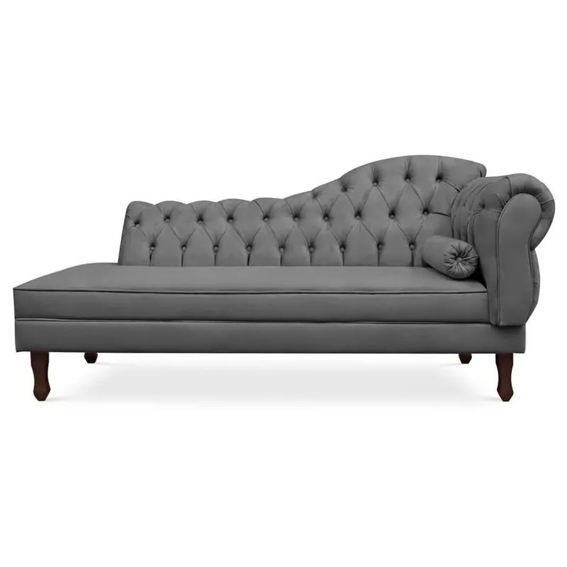 Recamier Divã Cancun 160cm com Capitonê - Esquerda Suede - Renascer Decor