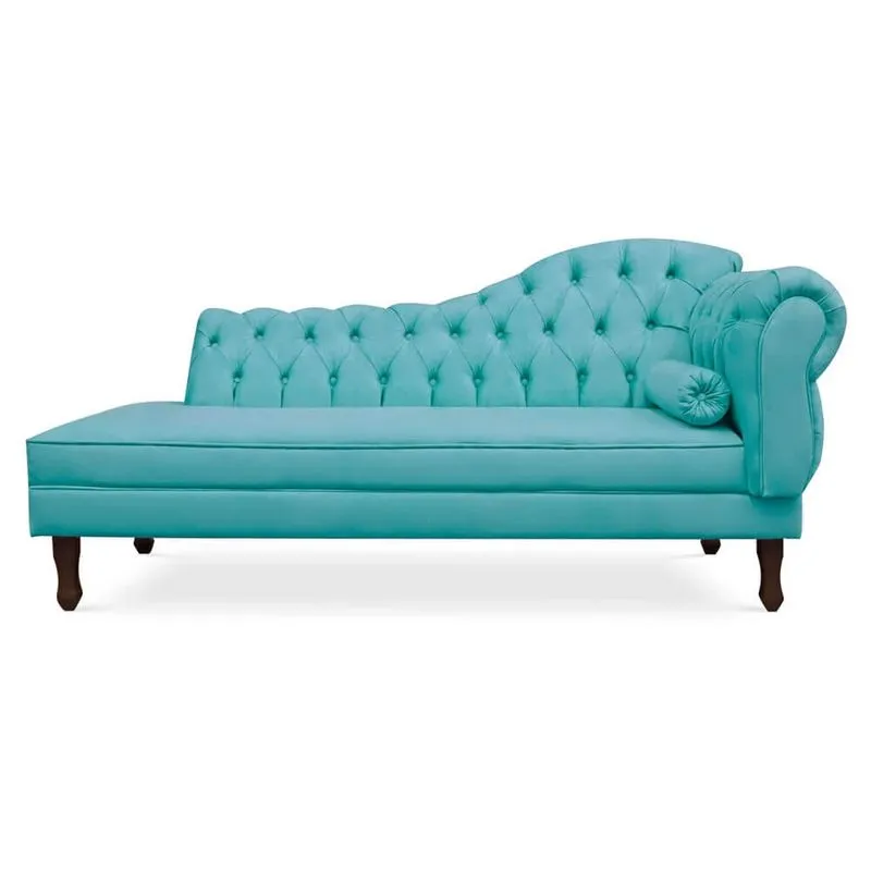 Recamier Divã Cancun 160cm com Capitonê - Esquerda Suede - Renascer Decor