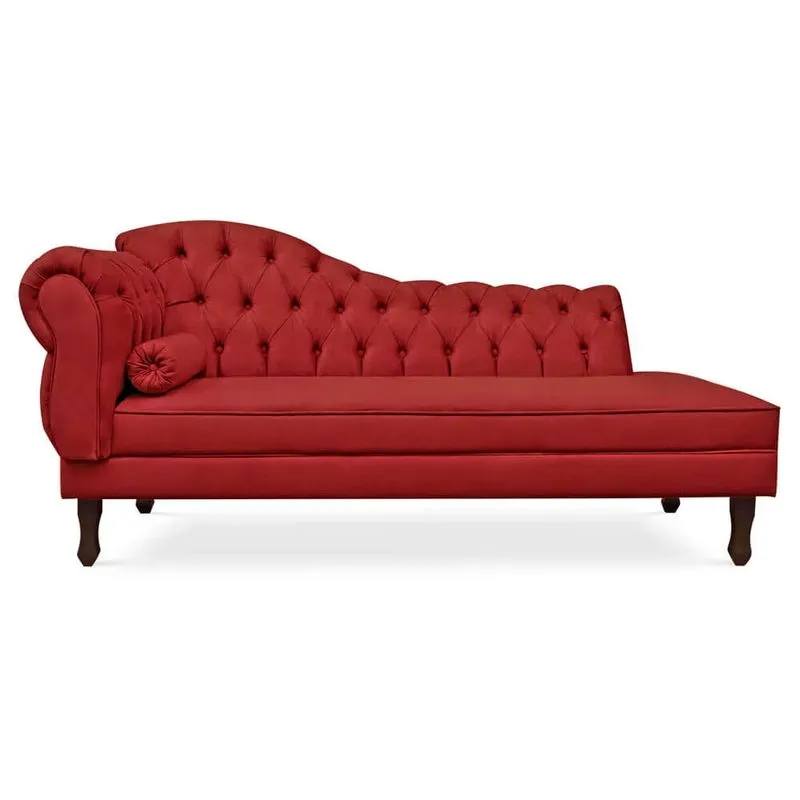 Recamier Divã Cancun 185cm com Capitonê - Direita Suede - Renascer Decor