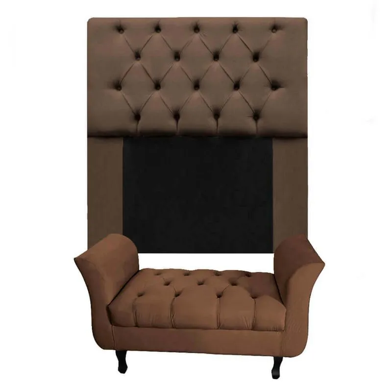 Kit Cabeceira Mirage + Calçadeira Grécia Solteiro 90cm Suede - Renascer Decor