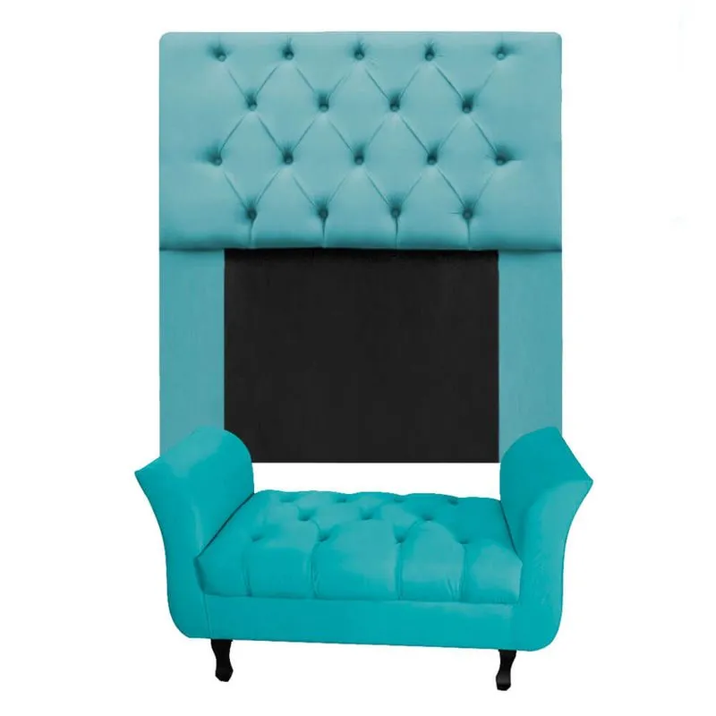 Kit Cabeceira Mirage + Calçadeira Grécia Solteiro 90cm Suede - Renascer Decor