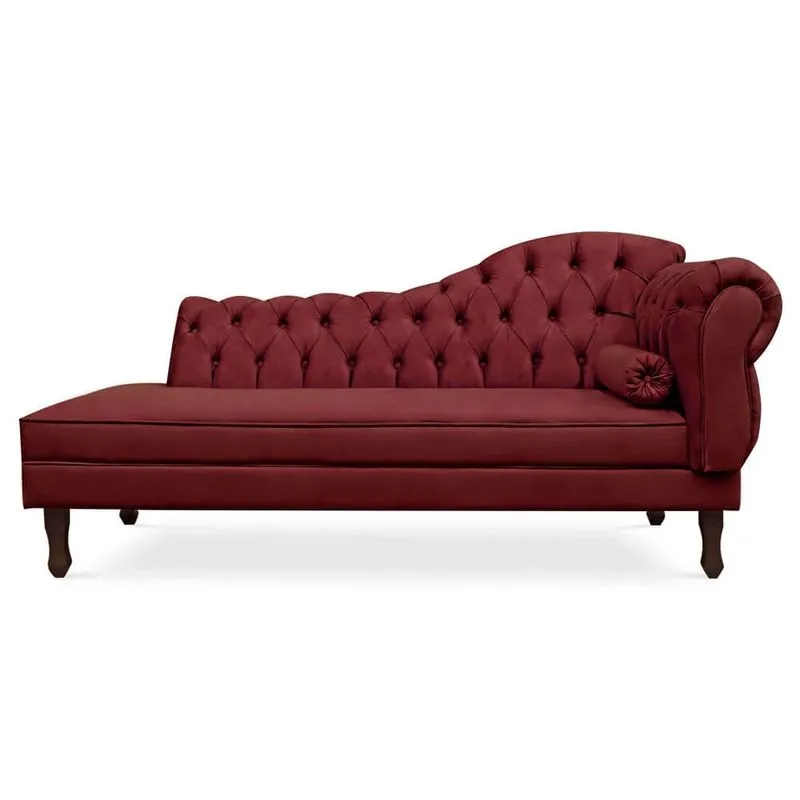 Divã Recamier Namoradeira Larissa 185cm com Capitonê - Esquerda Suede