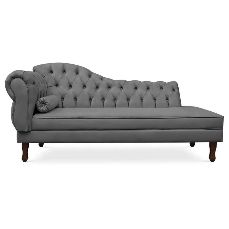 Divã Recamier Namoradeira Larissa 140cm com Capitonê - Direita Suede