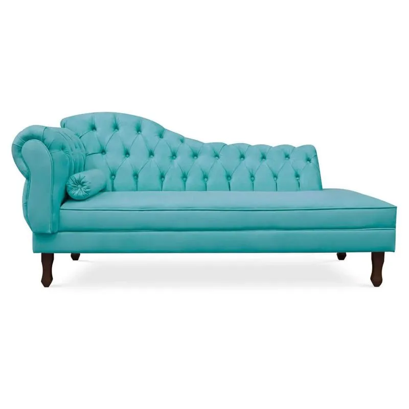 Divã Recamier Namoradeira Larissa 185cm com Capitonê - Direita Suede