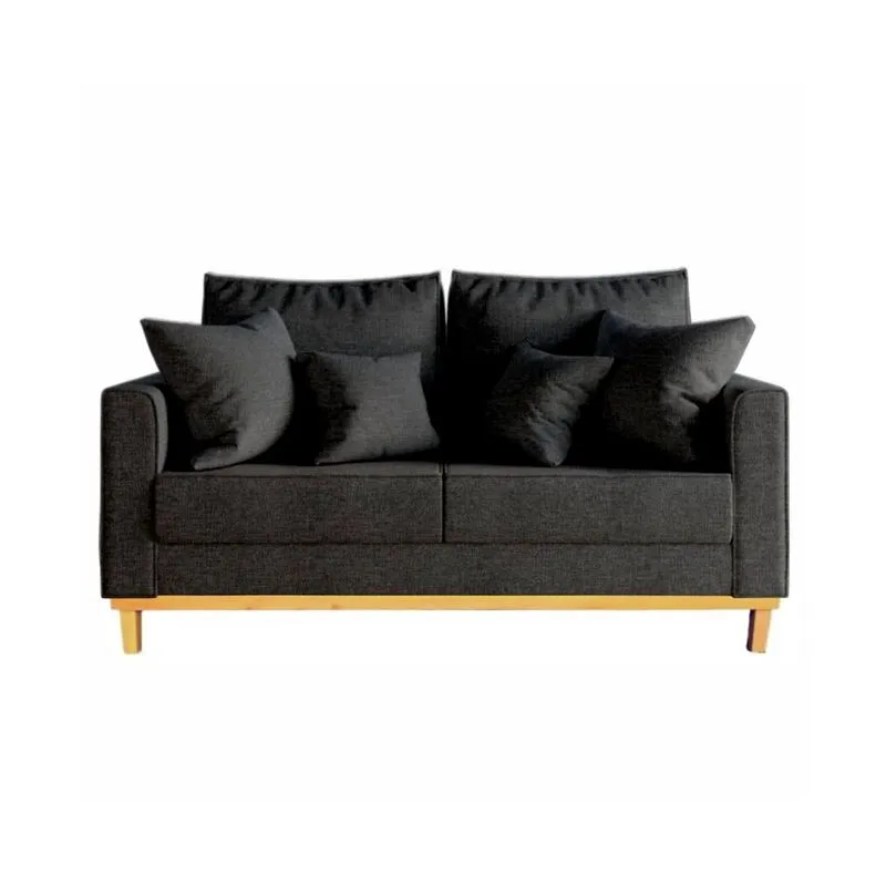 Sofá Beny 2 Lugares 140cm Base de Madeira Linho