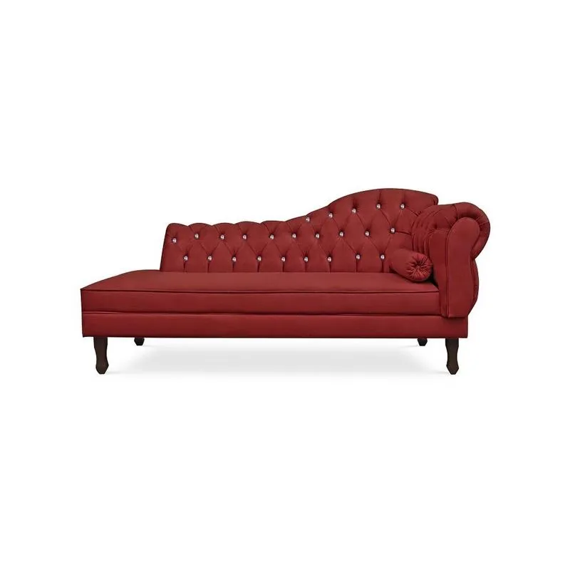 Recamier Divã Juliana 140cm com Strass - Esquerda Suede