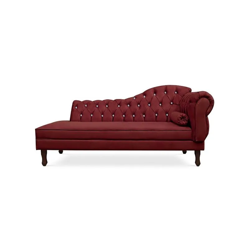 Recamier Divã Juliana 140cm com Strass - Esquerda Suede