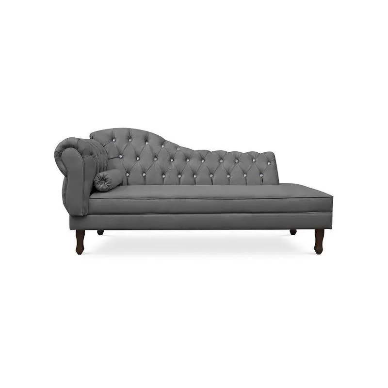 Recamier Divã Juliana 140cm com Strass - Direita Suede