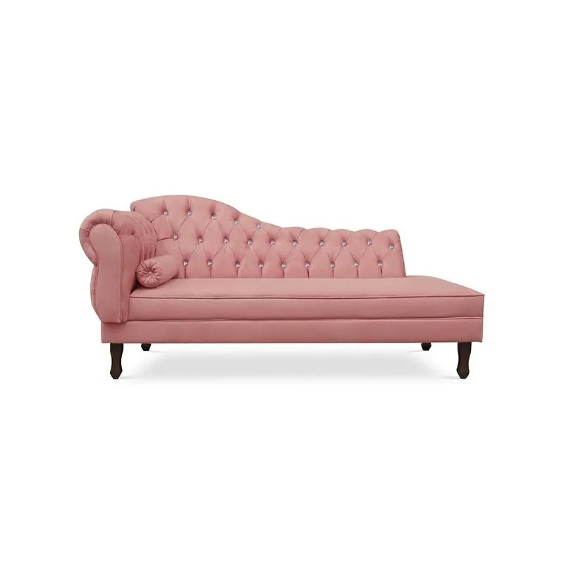 Recamier Divã Juliana 140cm com Strass - Direita Suede