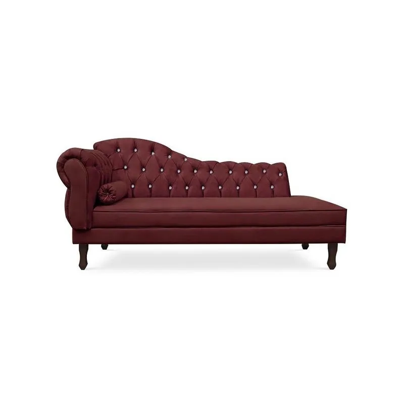 Recamier Divã Juliana 140cm com Strass - Direita Suede