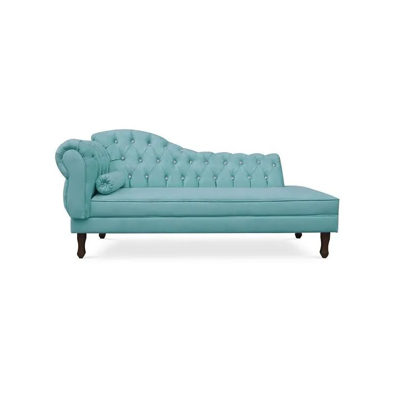 Recamier Divã Juliana 140cm com Strass - Direita Suede