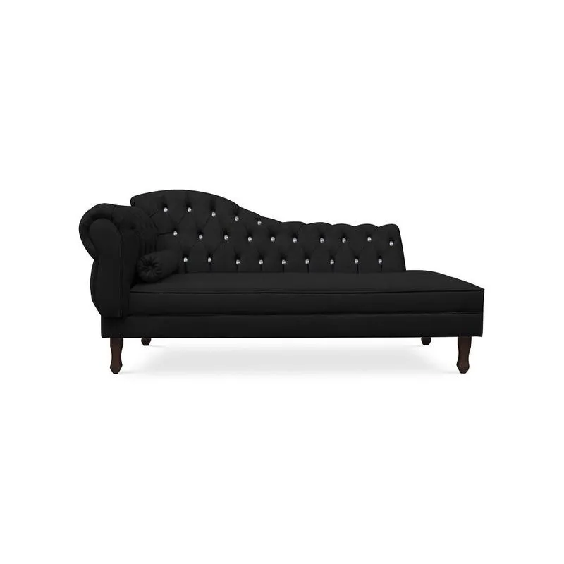 Recamier Divã Juliana 140cm com Strass - Direita Suede