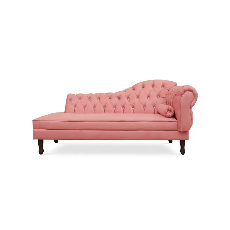 Recamier Divã Juliana 160cm com Strass - Esquerda Suede