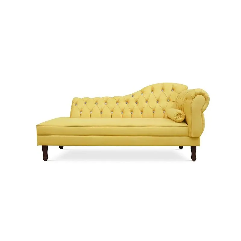 Recamier Divã Juliana 160cm com Strass - Esquerda Suede