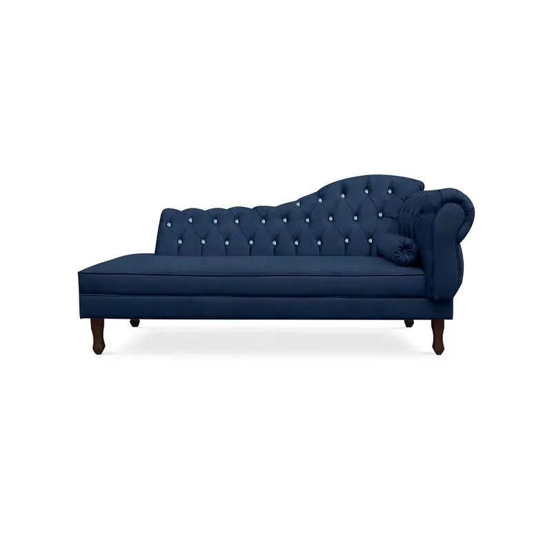 Recamier Divã Juliana 160cm com Strass - Esquerda Suede